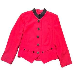 Hairston Roberson Vintage Wool Red/Black Blazer Jacket Size 8/Medium MSRP $428